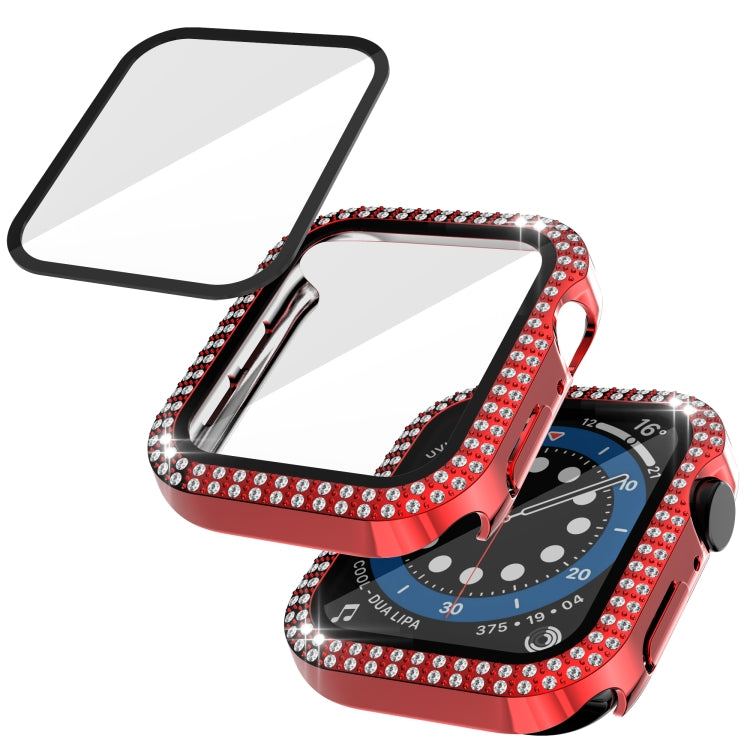 Double-Row Diamond PC+Tempered Glass Watch Case For Apple Watch Series 3&2&1 38mm