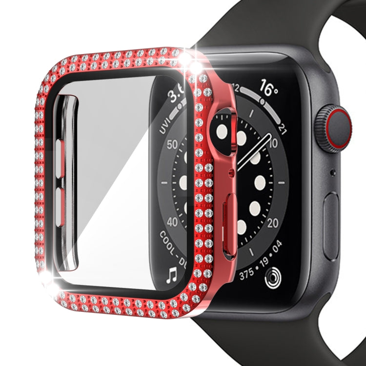 Double-Row Diamond PC+Tempered Glass Watch Case For Apple Watch Series 3&2&1 38mm