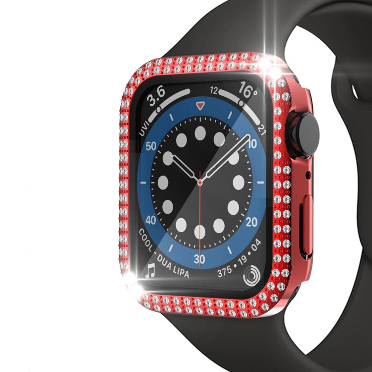 Double-Row Diamond PC+Tempered Glass Watch Case For Apple Watch Series 3&2&1 38mm