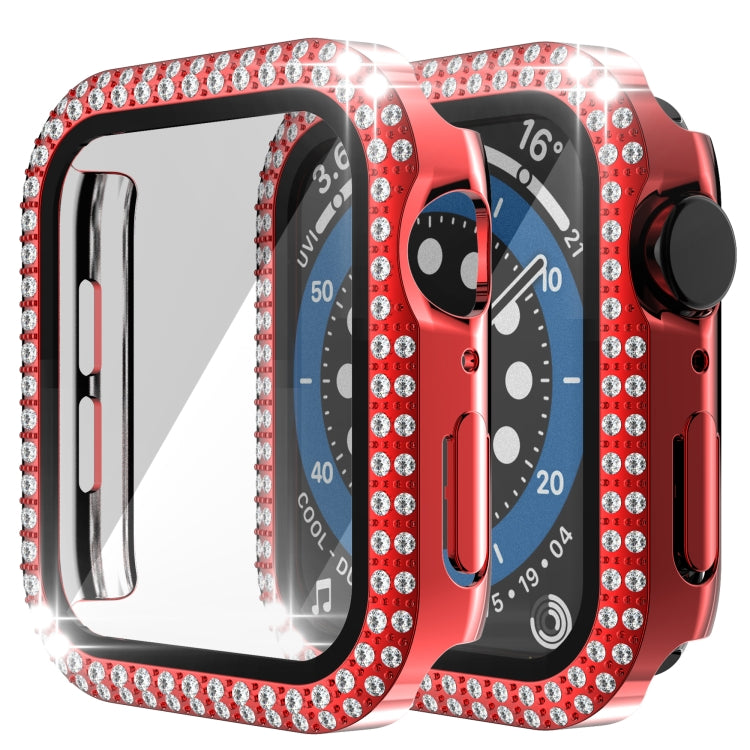 Double-Row Diamond PC+Tempered Glass Watch Case For Apple Watch Series 3&2&1 38mm