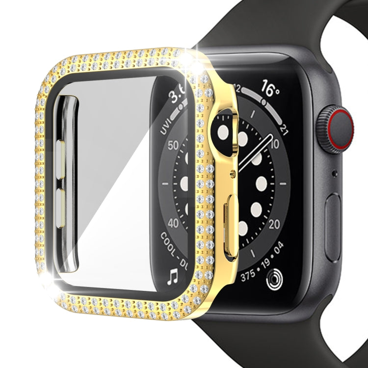 Double-Row Diamond PC+Tempered Glass Watch Case For Apple Watch Series 3&2&1 38mm
