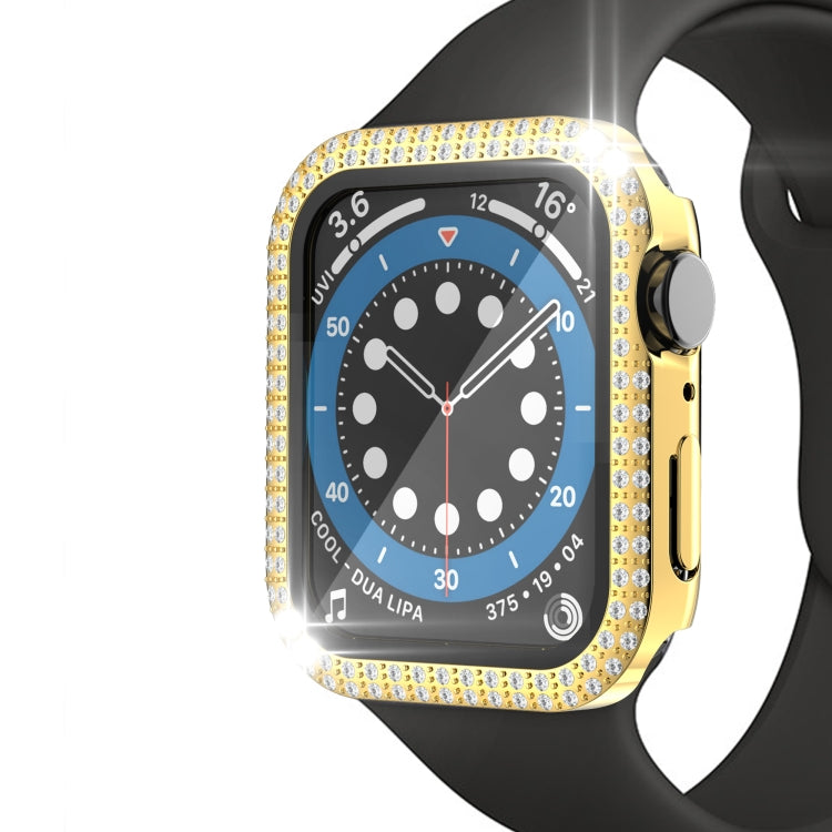 Double-Row Diamond PC+Tempered Glass Watch Case For Apple Watch Series 3&2&1 38mm