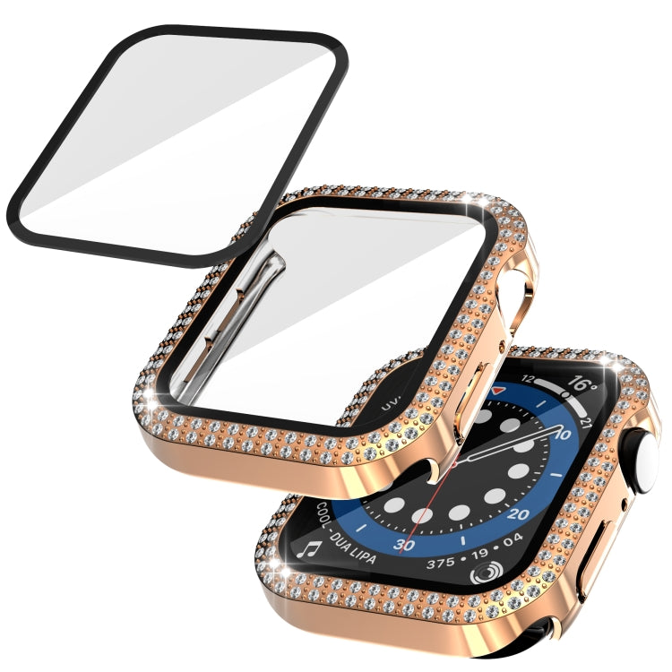 Double-Row Diamond PC+Tempered Glass Watch Case For Apple Watch Series 3&2&1 38mm