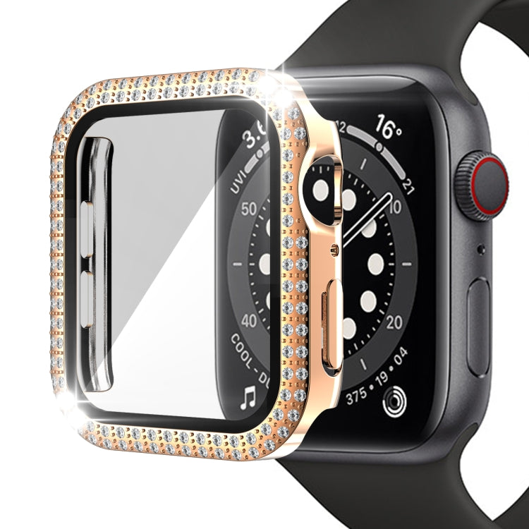 Double-Row Diamond PC+Tempered Glass Watch Case For Apple Watch Series 3&2&1 38mm