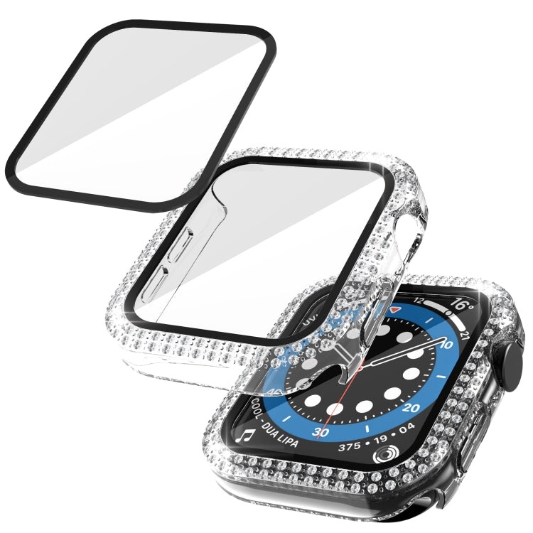 Double-Row Diamond PC+Tempered Glass Watch Case For Apple Watch Series 3&2&1 38mm