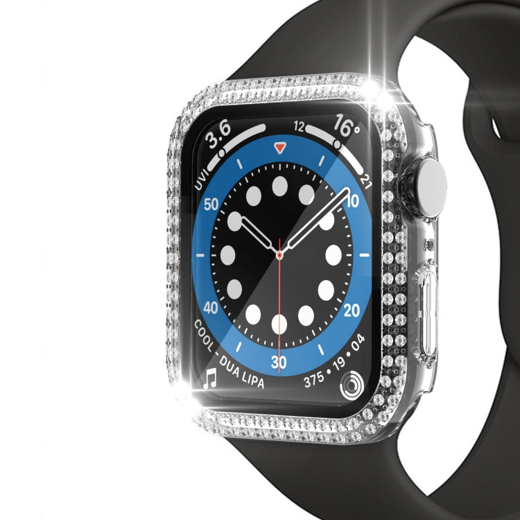 Double-Row Diamond PC+Tempered Glass Watch Case For Apple Watch Series 3&2&1 38mm