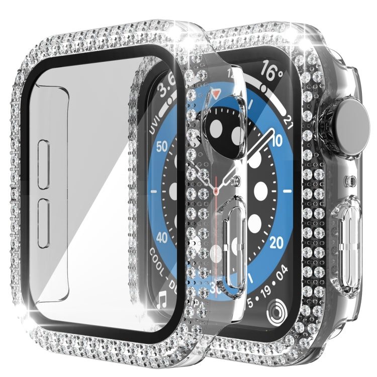 Double-Row Diamond PC+Tempered Glass Watch Case For Apple Watch Series 3&2&1 38mm