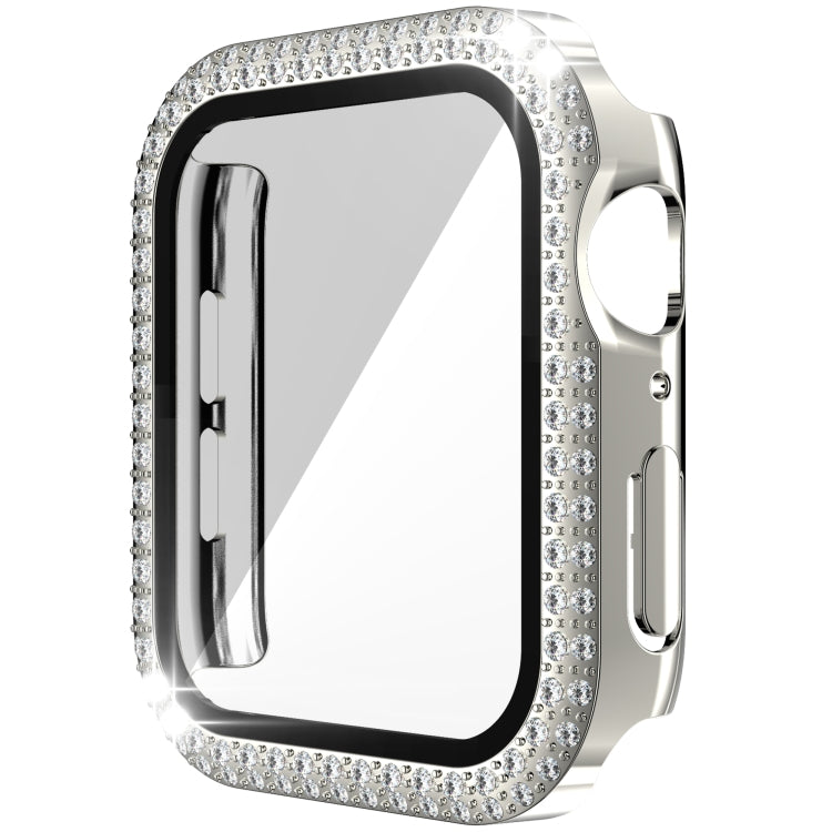 Double-Row Diamond PC+Tempered Glass Watch Case For Apple Watch Series 3&2&1 38mm