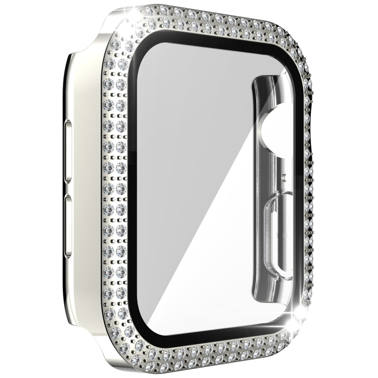 Double-Row Diamond PC+Tempered Glass Watch Case For Apple Watch Series 3&2&1 38mm