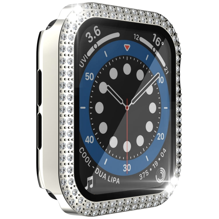 Double-Row Diamond PC+Tempered Glass Watch Case For Apple Watch Series 3&2&1 38mm