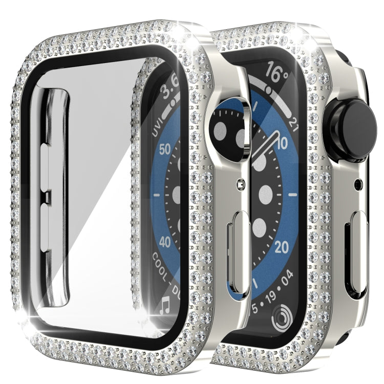 Double-Row Diamond PC+Tempered Glass Watch Case For Apple Watch Series 3&2&1 38mm