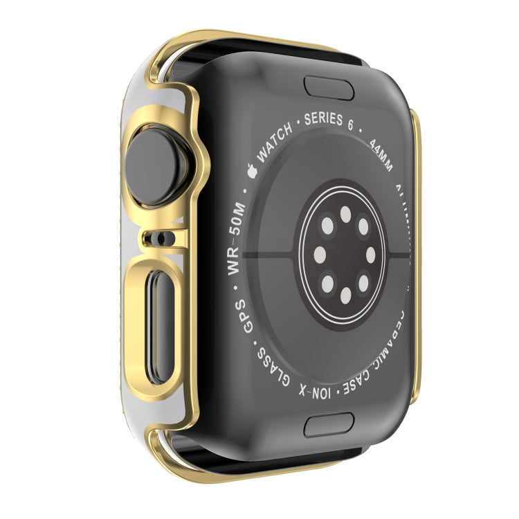 Double-Row Diamond Two-color Electroplating PC Watch Case For Apple Watch Series 3&2&1 38mm