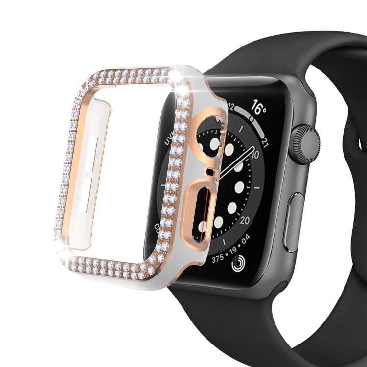 Double-Row Diamond Two-color Electroplating PC Watch Case For Apple Watch Series 3&2&1 38mm