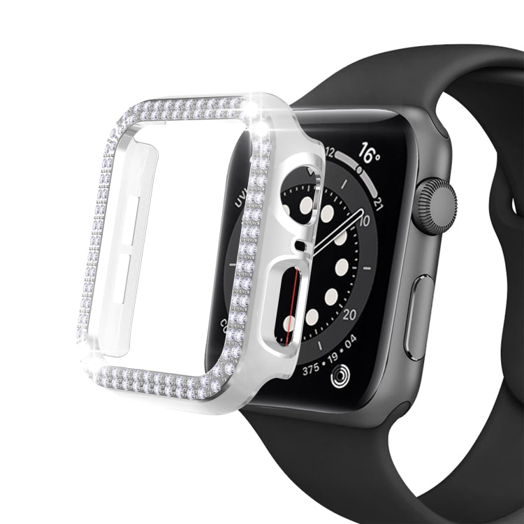 Double-Row Diamond Two-color Electroplating PC Watch Case For Apple Watch Series 3&2&1 38mm