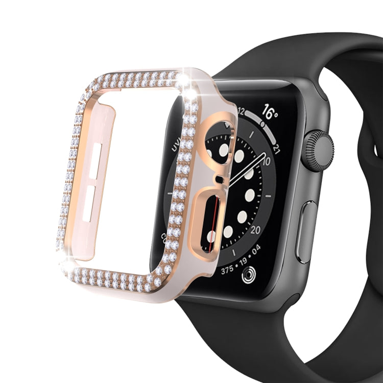 Double-Row Diamond Two-color Electroplating PC Watch Case For Apple Watch Series 3&2&1 38mm