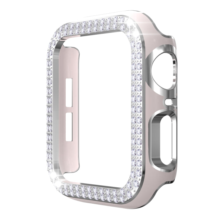 Double-Row Diamond Two-color Electroplating PC Watch Case For Apple Watch Series 3&2&1 38mm