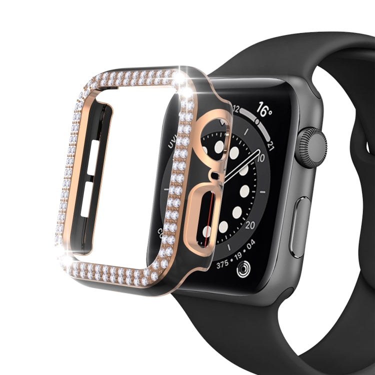 Double-Row Diamond Two-color Electroplating PC Watch Case For Apple Watch Series 3&2&1 38mm