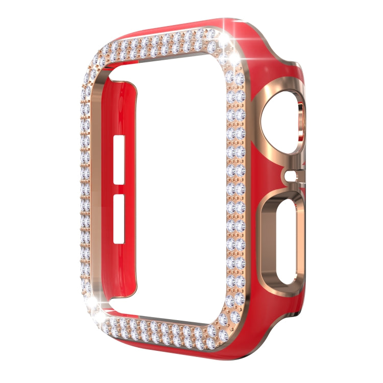 Double-Row Diamond Two-color Electroplating PC Watch Case For Apple Watch Series 3&2&1 38mm
