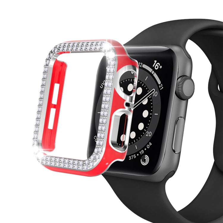 Double-Row Diamond Two-color Electroplating PC Watch Case For Apple Watch Series 3&2&1 38mm