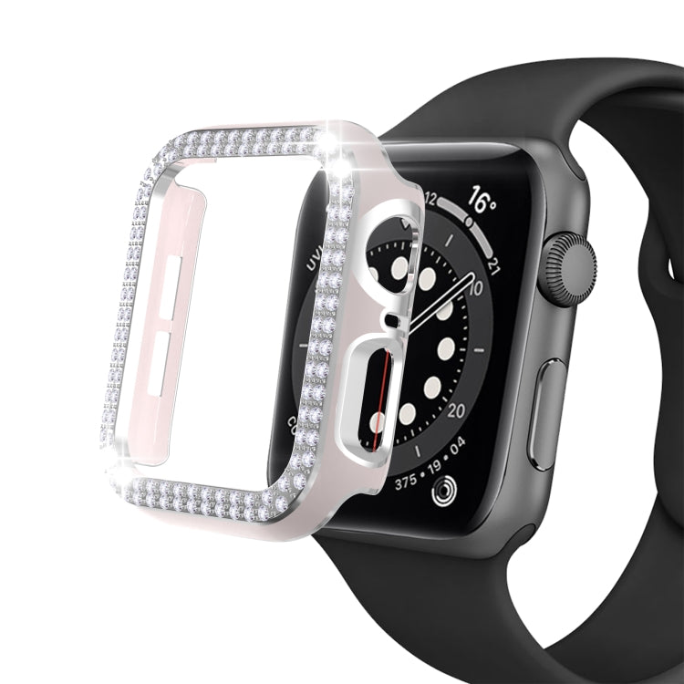 Double-Row Diamond Two-color Electroplating PC Watch Case For Apple Watch Series 3&2&1 42mm