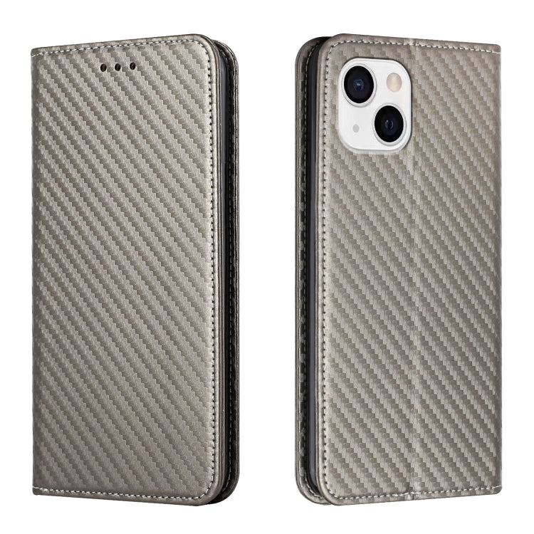 For iPhone 13 mini Carbon Fiber Texture Flip Holder Leather Phone Case