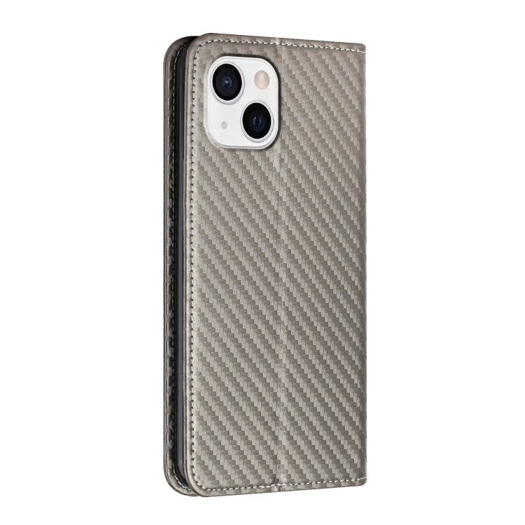For iPhone 13 mini Carbon Fiber Texture Flip Holder Leather Phone Case