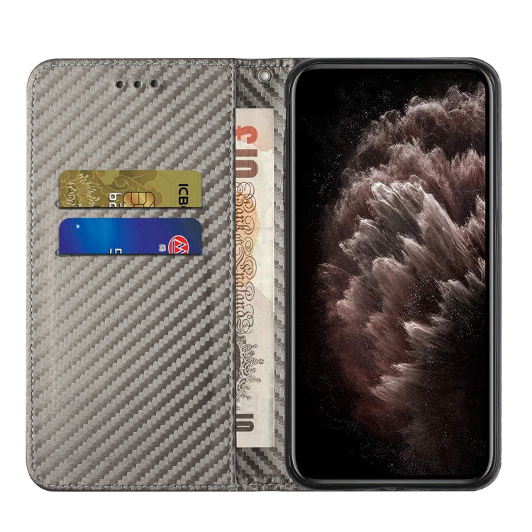 For iPhone 13 Pro Carbon Fiber Texture Flip Holder Leather Phone Case