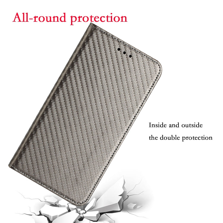 For Xiaomi Redmi Note 10 Pro 5G Carbon Fiber Texture Flip Holder Leather Phone Case
