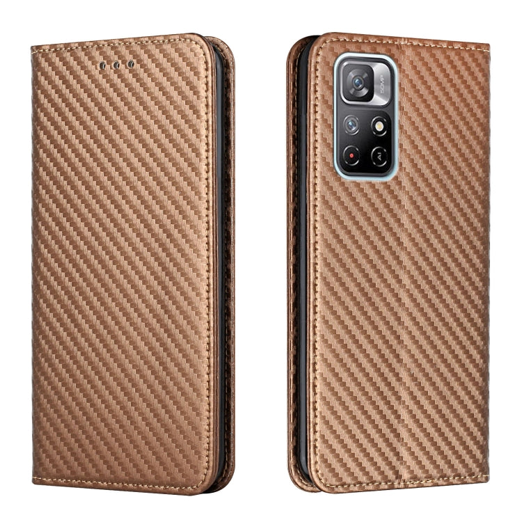 For Xiaomi Redmi Note 11 5G CN Version Carbon Fiber Texture Flip Holder Leather Phone Case