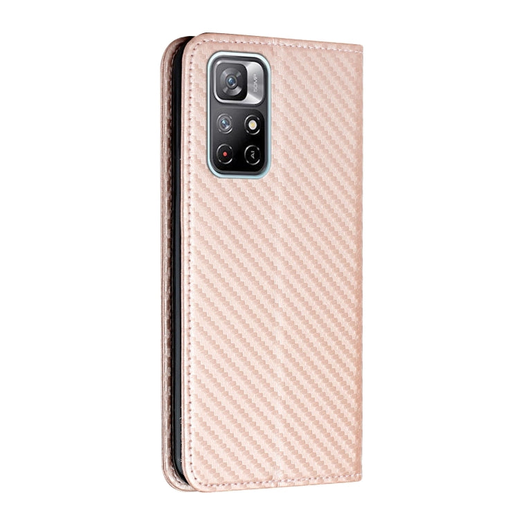 For Xiaomi Redmi Note 11 5G CN Version Carbon Fiber Texture Flip Holder Leather Phone Case
