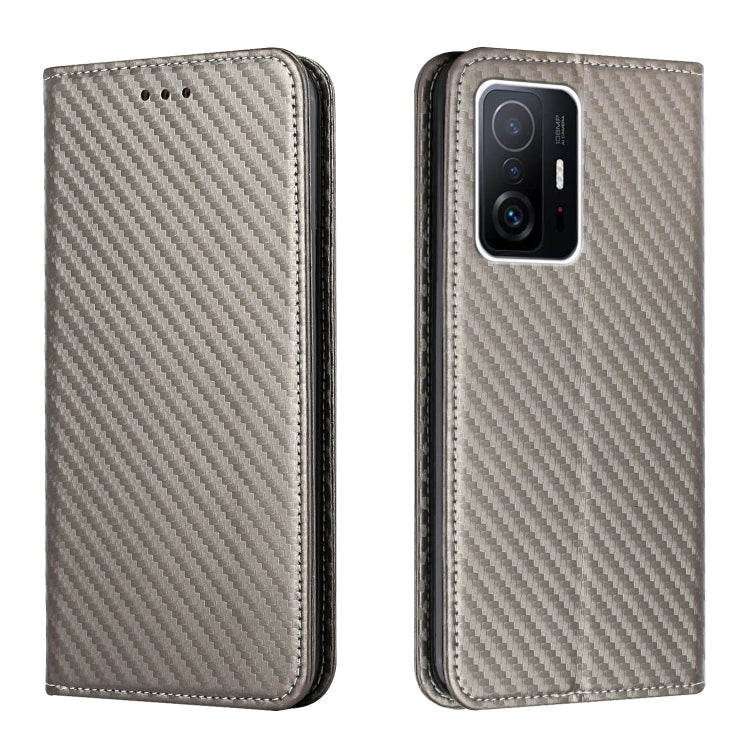 For Xiaomi Mi 11T Carbon Fiber Texture Flip Holder Leather Phone Case