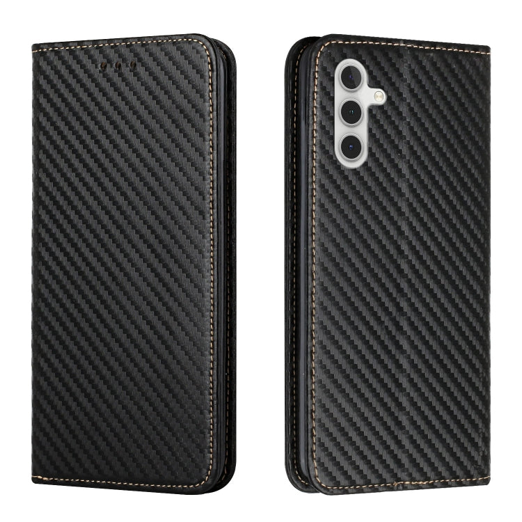 For Samsung Galaxy A13 5G Carbon Fiber Texture Flip Holder Leather Phone Case