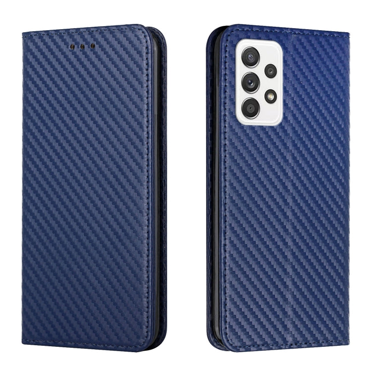 For Samsung Galaxy A33 5G Carbon Fiber Texture Flip Holder Leather Phone Case