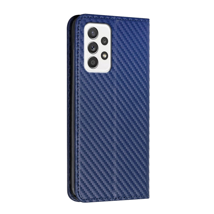 For Samsung Galaxy A33 5G Carbon Fiber Texture Flip Holder Leather Phone Case