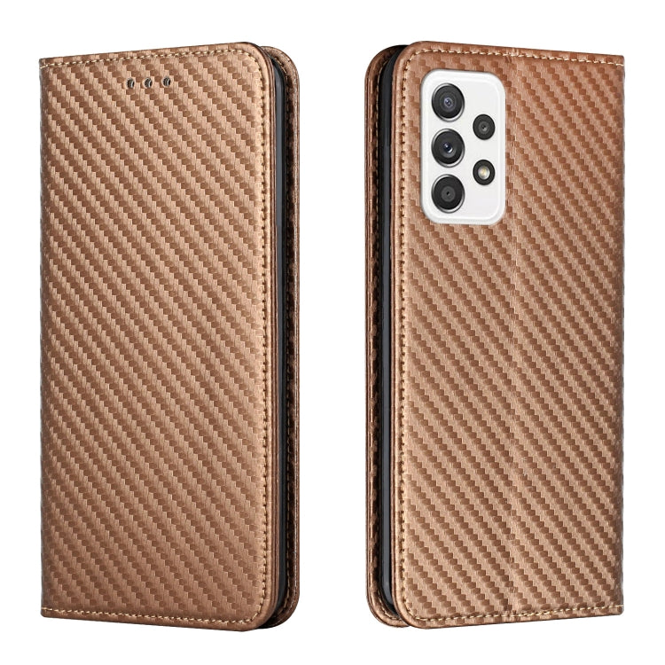 For Samsung Galaxy A33 5G Carbon Fiber Texture Flip Holder Leather Phone Case