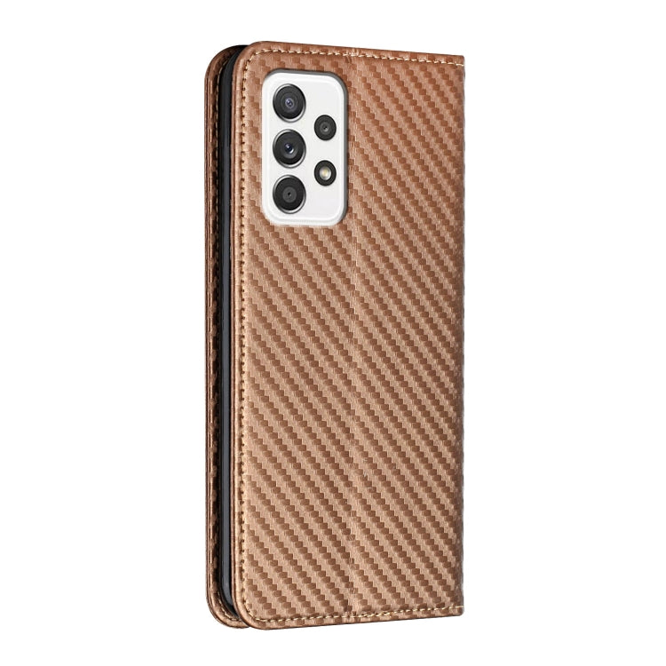 For Samsung Galaxy A33 5G Carbon Fiber Texture Flip Holder Leather Phone Case