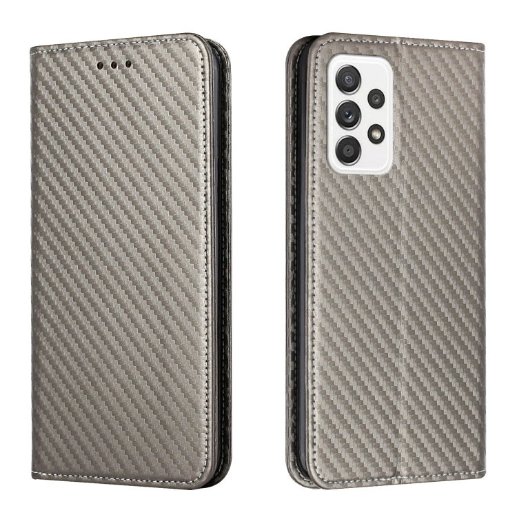 For Samsung Galaxy A33 5G Carbon Fiber Texture Flip Holder Leather Phone Case