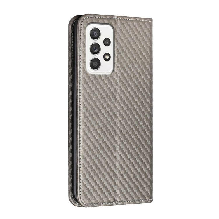 For Samsung Galaxy A33 5G Carbon Fiber Texture Flip Holder Leather Phone Case