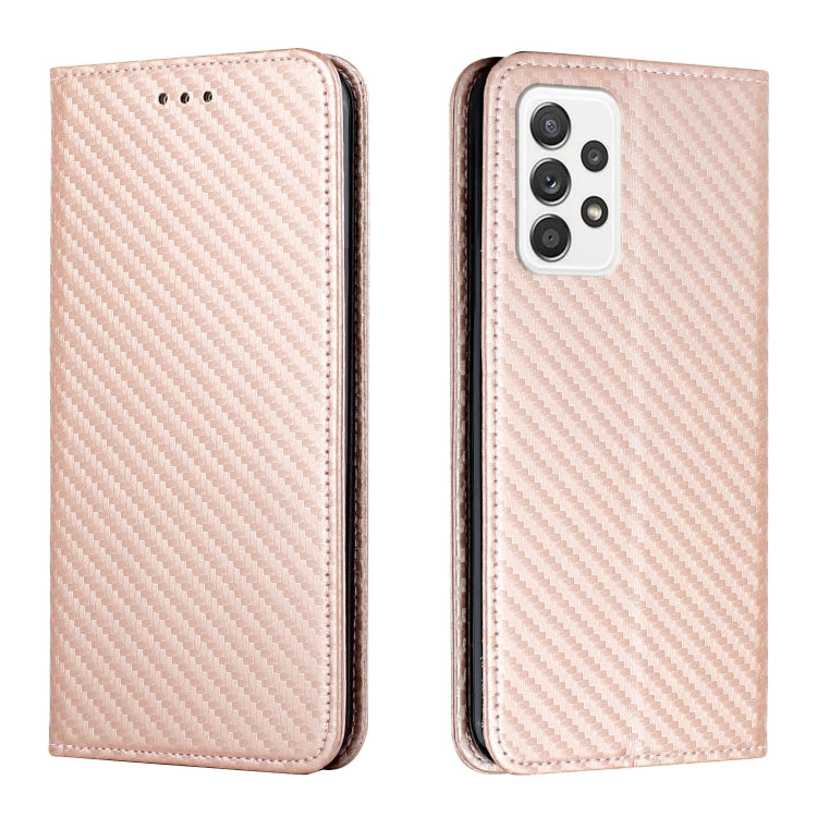 For Samsung Galaxy A33 5G Carbon Fiber Texture Flip Holder Leather Phone Case