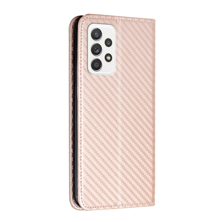 For Samsung Galaxy A33 5G Carbon Fiber Texture Flip Holder Leather Phone Case