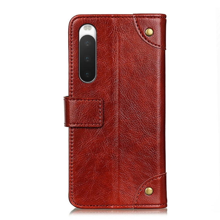 For Sony Xperia 10 IV Copper Buckle Nappa Texture Horizontal Flip Leather Phone Case