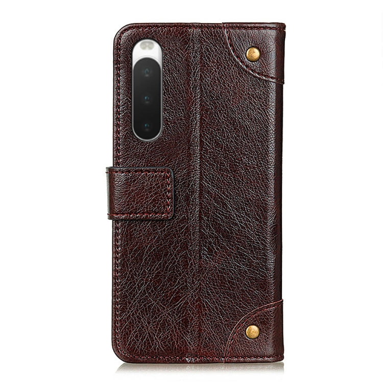 For Sony Xperia 10 IV Copper Buckle Nappa Texture Horizontal Flip Leather Phone Case