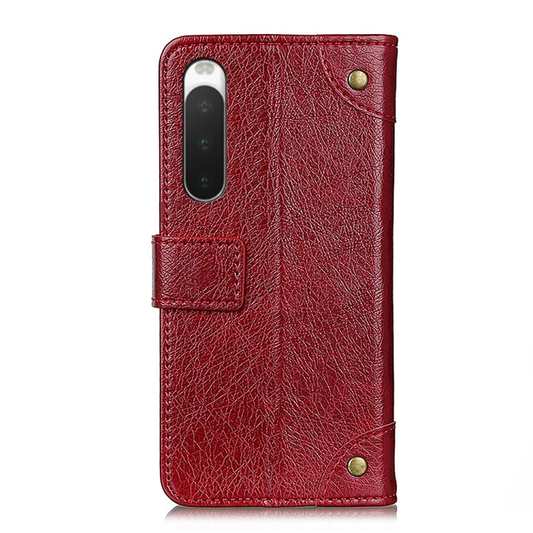 For Sony Xperia 10 IV Copper Buckle Nappa Texture Horizontal Flip Leather Phone Case