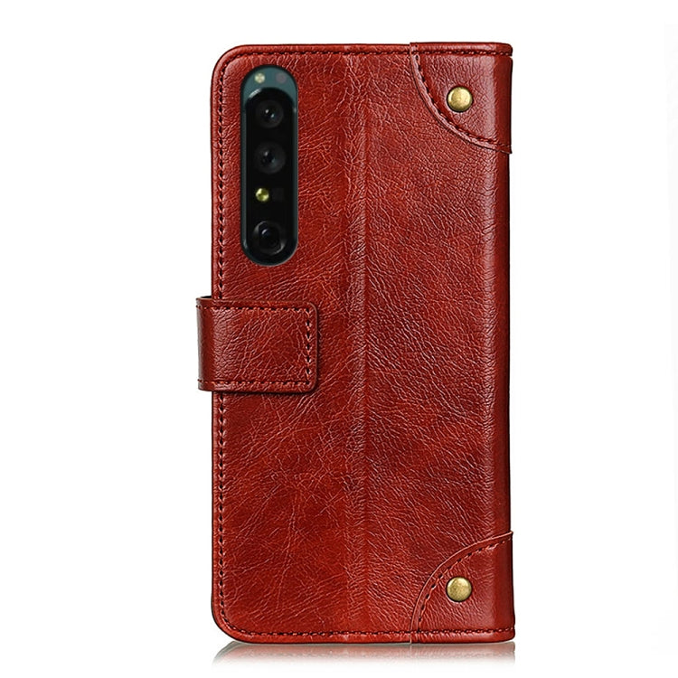 For Sony Xperia 1 IV Copper Buckle Nappa Texture Horizontal Flip Leather Phone Case