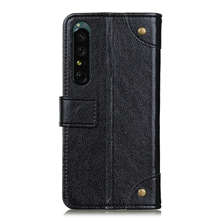 For Sony Xperia 1 IV Copper Buckle Nappa Texture Horizontal Flip Leather Phone Case