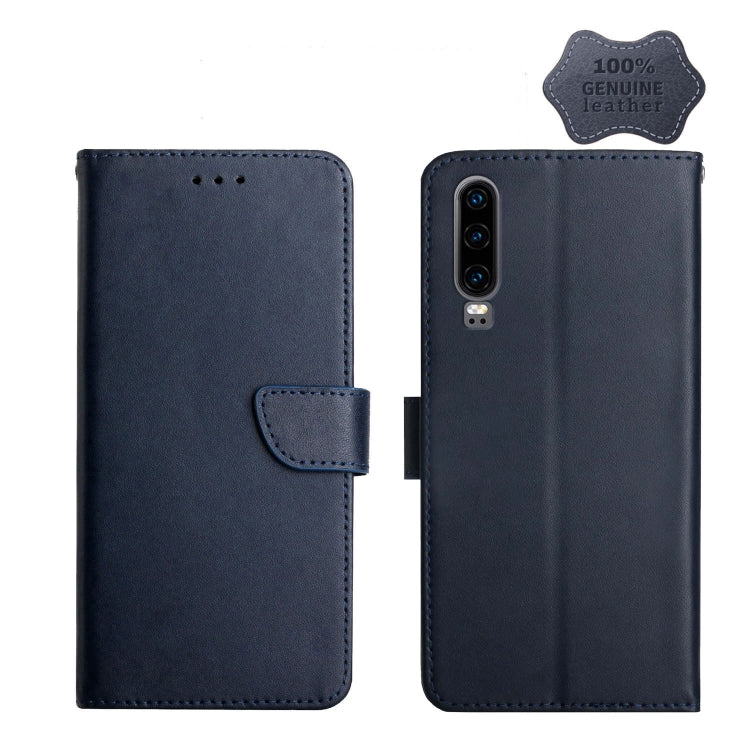 For Huawei P30 Genuine Leather Fingerprint-proof Horizontal Flip Phone Case