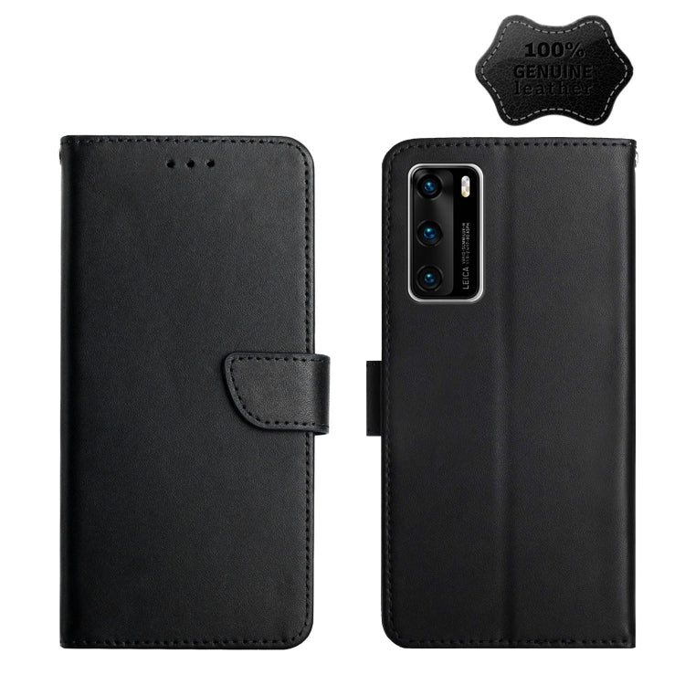 For Huawei P40 Genuine Leather Fingerprint-proof Horizontal Flip Phone Case