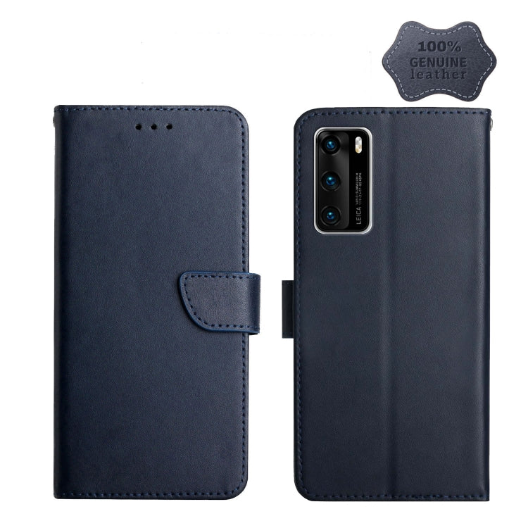 For Huawei P40 Genuine Leather Fingerprint-proof Horizontal Flip Phone Case