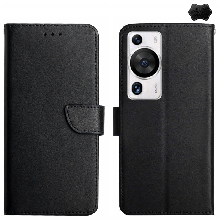 For Huawei P60 Pro Genuine Leather Fingerprint-proof Horizontal Flip Phone Case