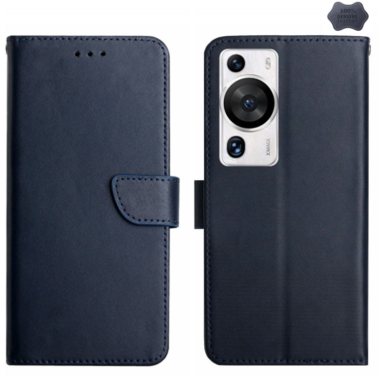 For Huawei P60 Pro Genuine Leather Fingerprint-proof Horizontal Flip Phone Case